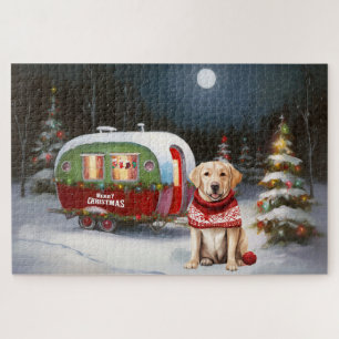 Winter Labrador Caravan Kerst Avontuur Legpuzzel