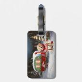 Winter Labrador Caravan Kerstavontuur Bagagelabel (Achterkant verticaal)