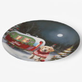 Winter Labrador Caravan Kerstavontuur Papieren Bordje (Gekanteld)