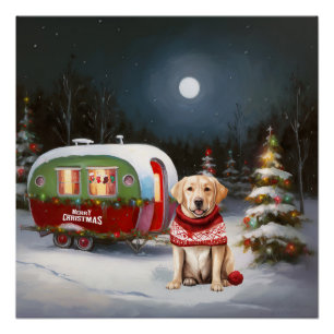 Winter Labrador Caravan Kerstavontuur Perfect Poster