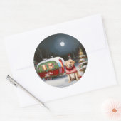 Winter Labrador Caravan Kerstavontuur Ronde Sticker (Envelop)