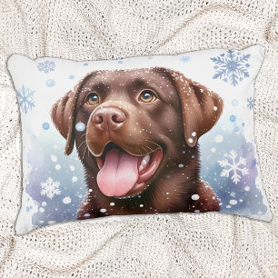 Winter Labrador Retriever Puppy Hondenvakantie Decoratief Kussen