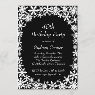 Winter Lace 40th Birthday Party Invitation Kaart