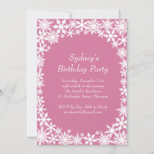 Winter Lace Birthday Party Invitation - roze Kaart