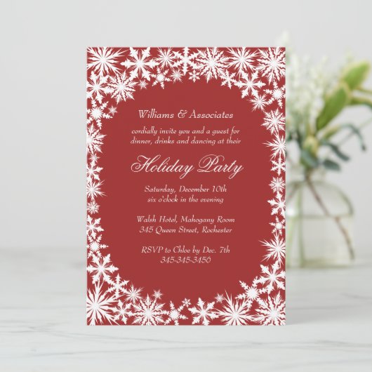 Winter Lace Corporate Holiday Party Uitnodiging (Staand voorkant)