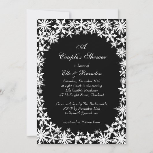 Winter Lace Couple's Shower Invitation Kaart (Voorkant)