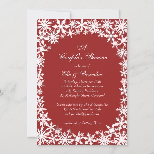 Winter Lace Couple's Shower Invitation Kaart (Voorkant)