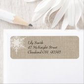 Winter Lace on Burlap Return Address Label (Insitu)
