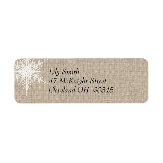 Winter Lace on Burlap Return Address Label (Voorkant)