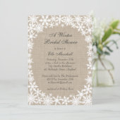 Winter Lace op Burlap Bridal Shower Kaart (Staand voorkant)