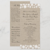 Winter Lace op Burlap Wedding Programma (Voorkant / Achterkant)