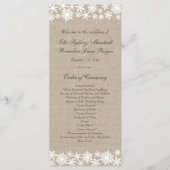 Winter Lace op Burlap Wedding Programma (Voorkant)