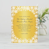 Winter Lace over gouden bruiloft Kaart (Staand voorkant)