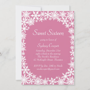 Winter Lace Sweet Sixteen Uitnodiging - roze