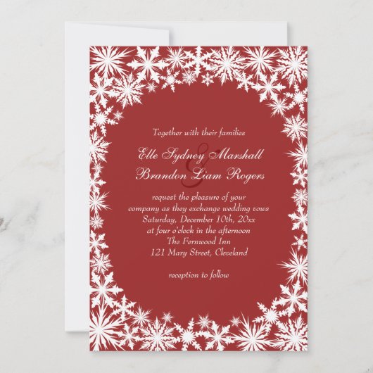 Winter Lace Wedding Invitation Kaart (Voorkant)