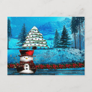 Winter Lake Christmas Folk Art Feestdagenkaart