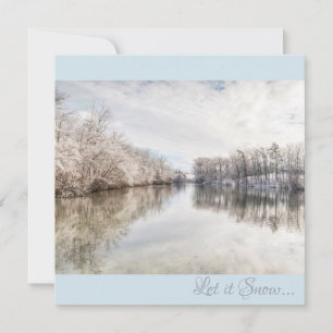 Winter Lake laat het sneeuwen Photo Square Feestdagenkaart
