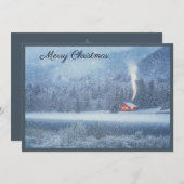 Winter Lakeside Cabin Feestdagenkaart (Voorkant / Achterkant)