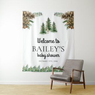 Winter Landelijke Baby Shower Welkom Bord Wandkleed