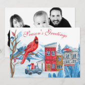 Winter Landscape Illustratie kerstfotokaart (Voorkant / Achterkant)