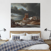 Winter Landscape, Jacob Isaacksz. van Ruisdael, c. Canvas Afdruk (Insitu (Slaapkamer))