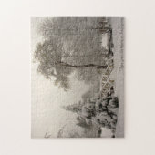 Winter Landscape Puzzle Personalized Winter Bridge Legpuzzel (Verticaal)