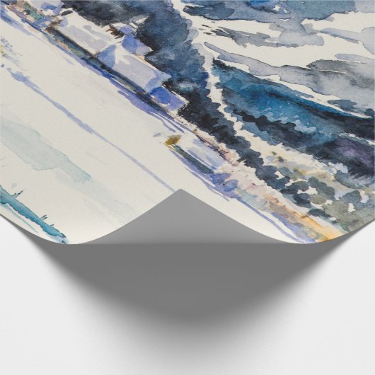 Winter landscape with mountain village covered wit cadeaupapier (Hoek)