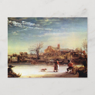 Winter Landschap door Rembrandt Harmenszoon van Ri Briefkaart