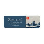Winter Landschap en Moon Return Address Etiket (Voorkant)