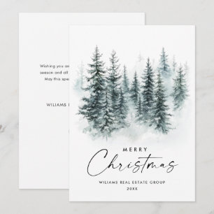 Winter Landschap Kerstboom Bedrijf Feestdagenkaart