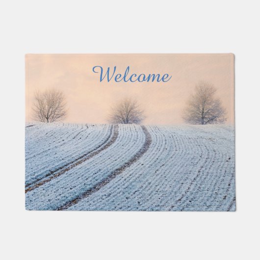 Winter Landschap met Hoarfrost Persoonlijke Ingang Deurmat (Voorkant)