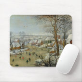 Winter Landschap met Skaters en een vogelval Muismat (Met muis)