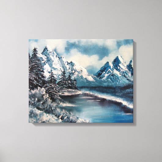 Winter landschap olieverfschilderij canvas afdruk (Voorkant)