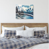 Winter landschap olieverfschilderij canvas afdruk (Insitu (Slaapkamer))