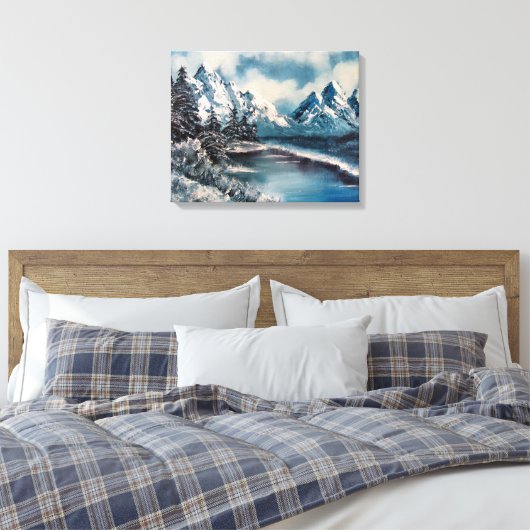 Winter landschap olieverfschilderij canvas afdruk (Insitu (Slaapkamer))