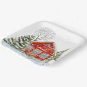 Winter Landschap Red House Papieren Bordje (Gebogen)