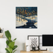 Winter Landschap Rivier Impressionistische stijl Poster (Thuiskantoor)