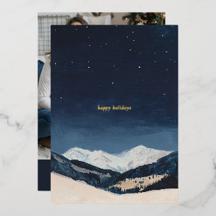 Winter Landschap Schilderen Custom Foto Kerstmis Folie Feestdagenkaart