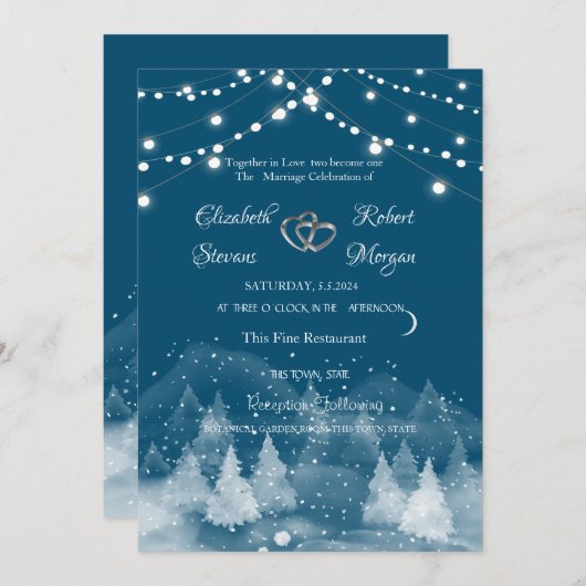 Winter Landschap Sneeuw Bruiloft Kaart (Voorkant / Achterkant)