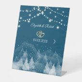 Winter Landschap Sneeuw Bruiloft Reclamebord Met Voetstuk (Voorkant)