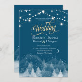 Winter Landschap Sneeuw String Lights Bruiloft Kaart (Voorkant / Achterkant)