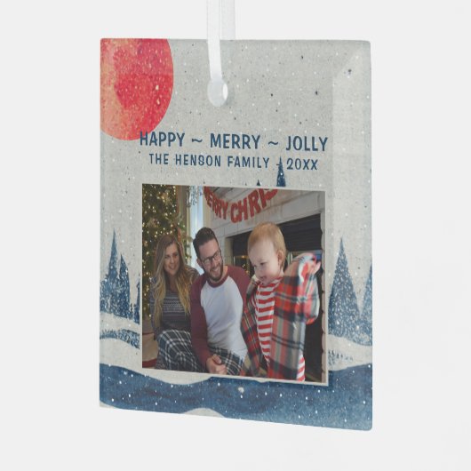 Winter Landschap Snowy Forest Moon Glas Ornament (Voorkant links)