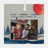 Winter Landschap Snowy Forest Moon Glas Ornament (Achterkant)