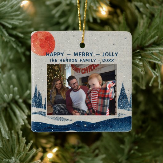 Winter Landschap Snowy Forest Moon Keramisch Ornament (Boom)