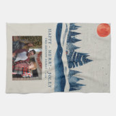 Winter Landschap Snowy Forest Moon kerstfoto Theedoek (Horizontaal)