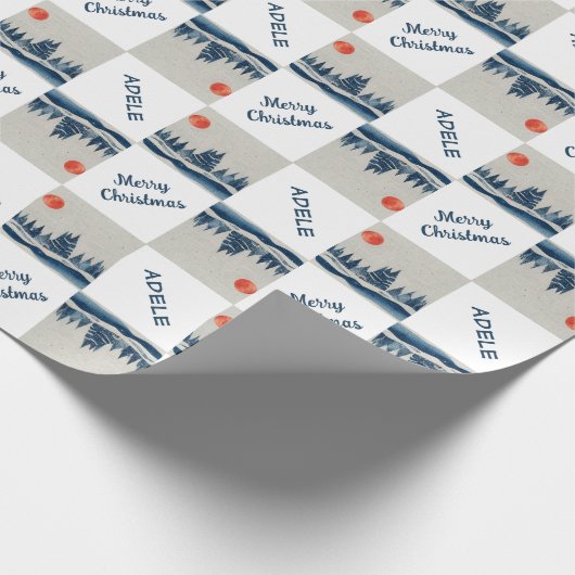 Winter Landschap Snowy Forest Moon Kerstmis Cadeaupapier (Hoek)