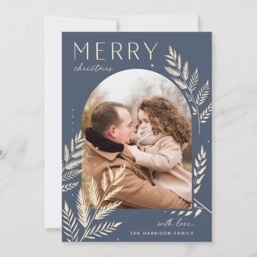 Winter Laurel | Kerstafoto Merry Feestdagenkaart (Voorkant)