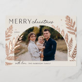 Winter Laurel | Kerstafoto Merry Folie Feestdagenkaart (Voorkant)