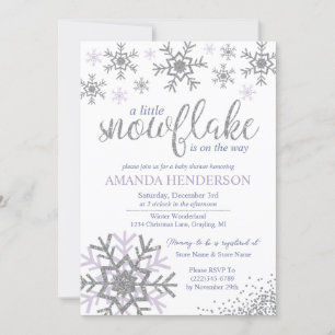 Winter Lavender Snowflake Baby shower Kaart