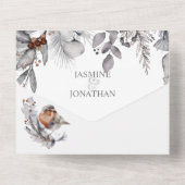 Winter Leaves Pine Cones Birds Berries Stems | All In One Uitnodiging (Achterkant)